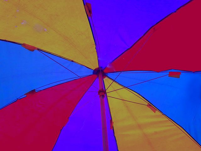Colorfull umbrellas backside.
