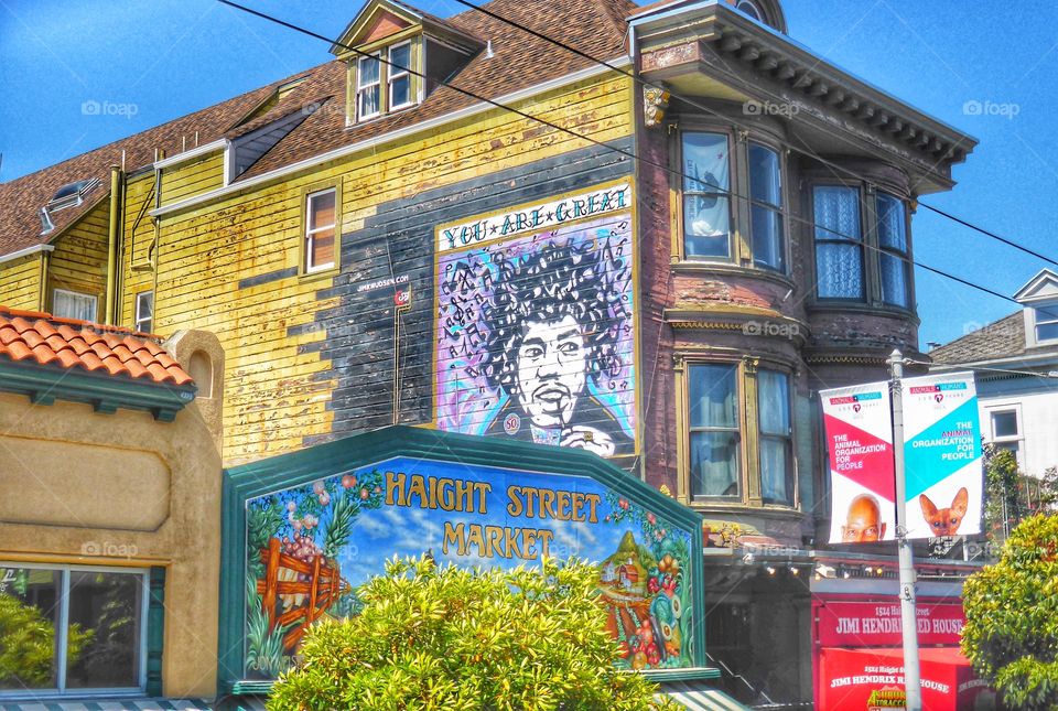 Haight Street Jimi Hendrix. street, california, haight, san, francisco, usa, famous, landmark, travel, city, urban, american, district, ashbury, america, scenic, historic, touristic, town, united, states, architecture, sign, address, hippie, culture,