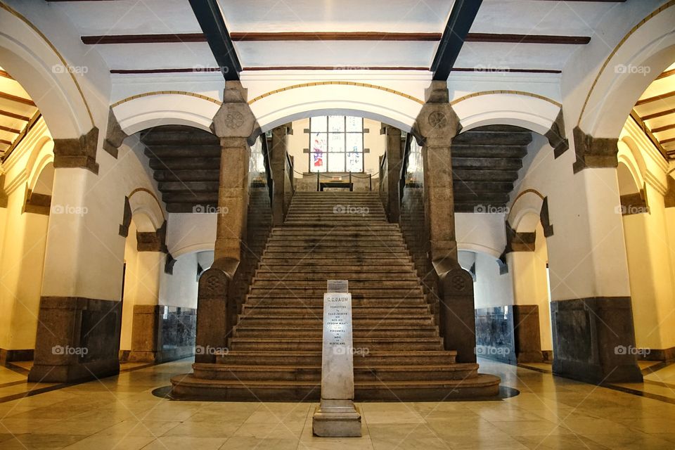 stairs inside Lawang Sewu, a colonial building in Semarang, Indonesia