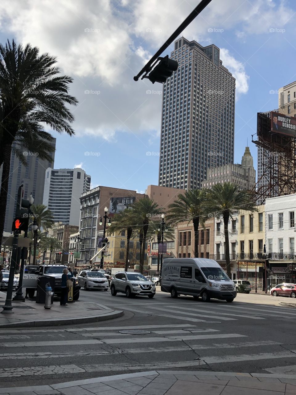 Canal street in New Orleans is always bustling with cars, tourists, and commuters on their way to work. 
