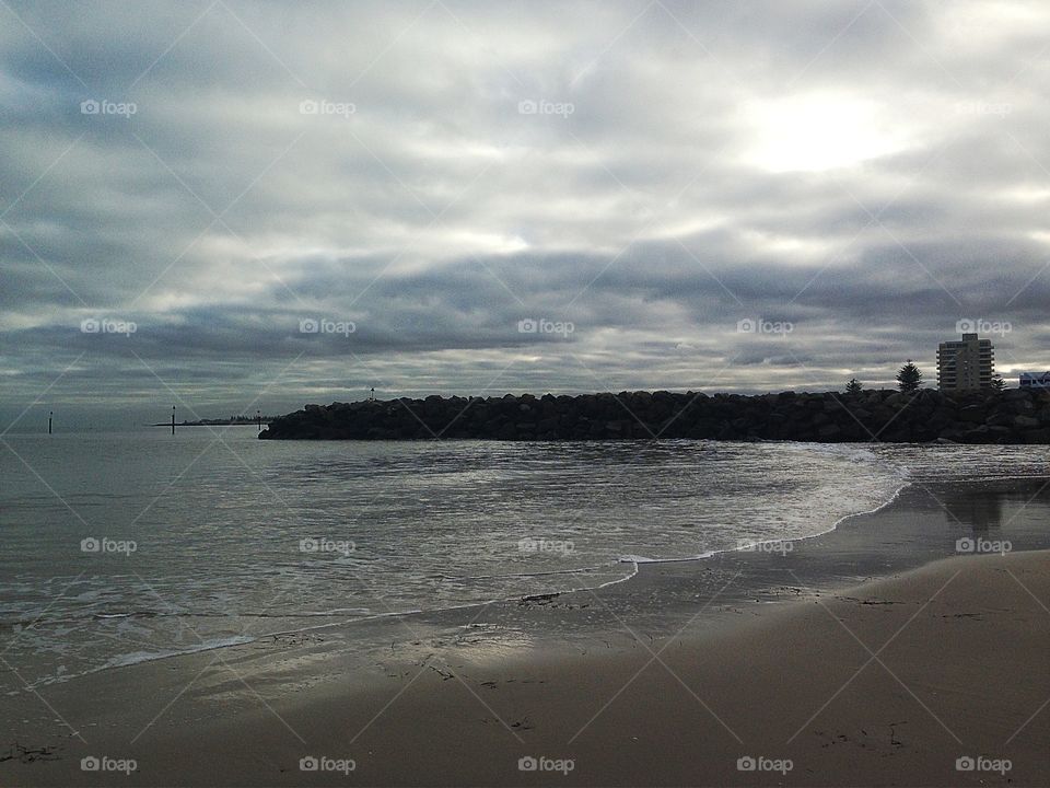 Adelaide South Australia area beach under dark sky. Adelaide South Australia area beach under dark sky