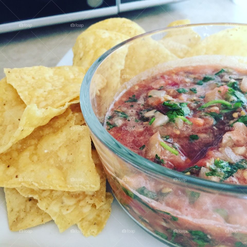 Traditional favorite around here... homemade fresh salsa with a bit of cilantro! Perfect blend on a sunny summer day!