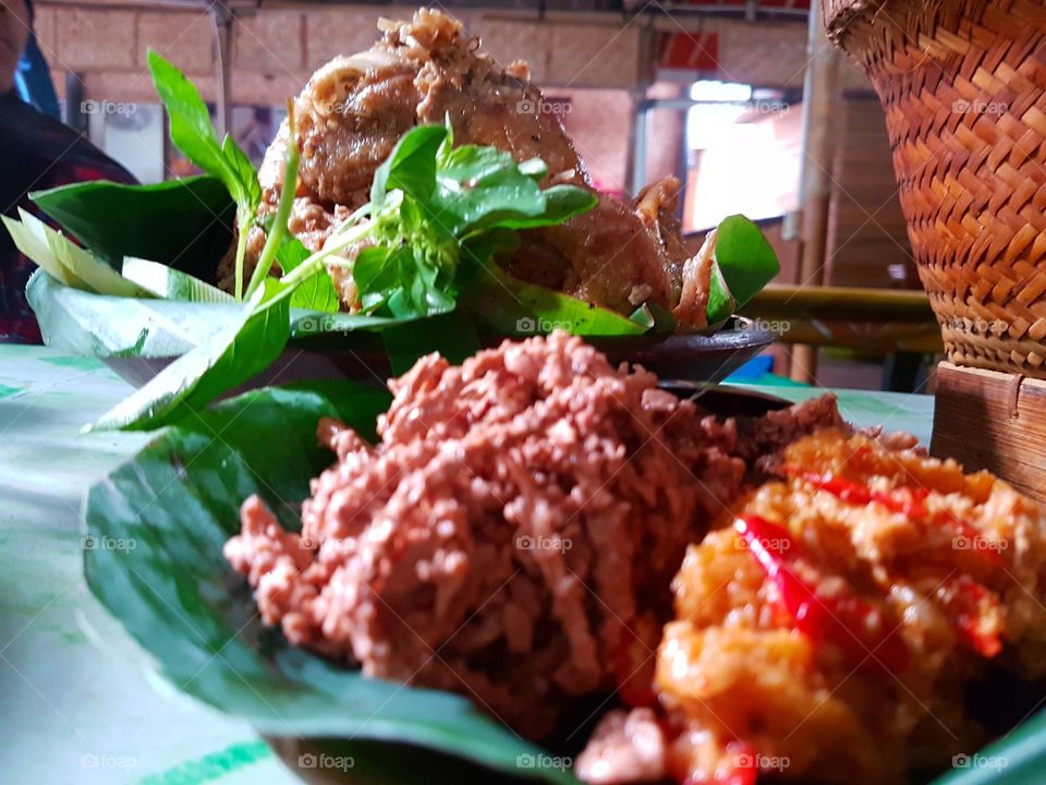 Traditional food "Ingkung Jawa" and "Gudeg Manggar".
