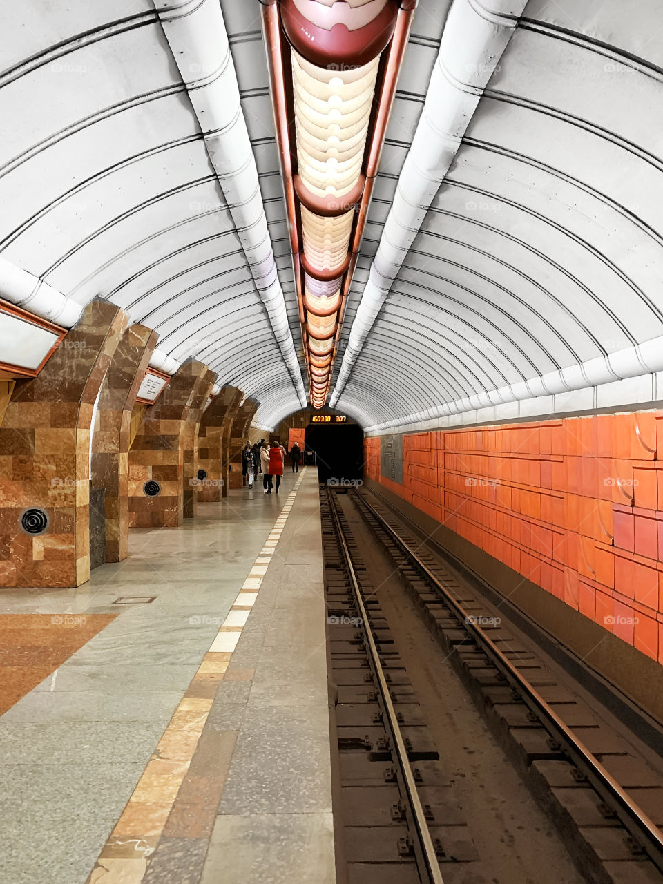 Orange subway station in the city 