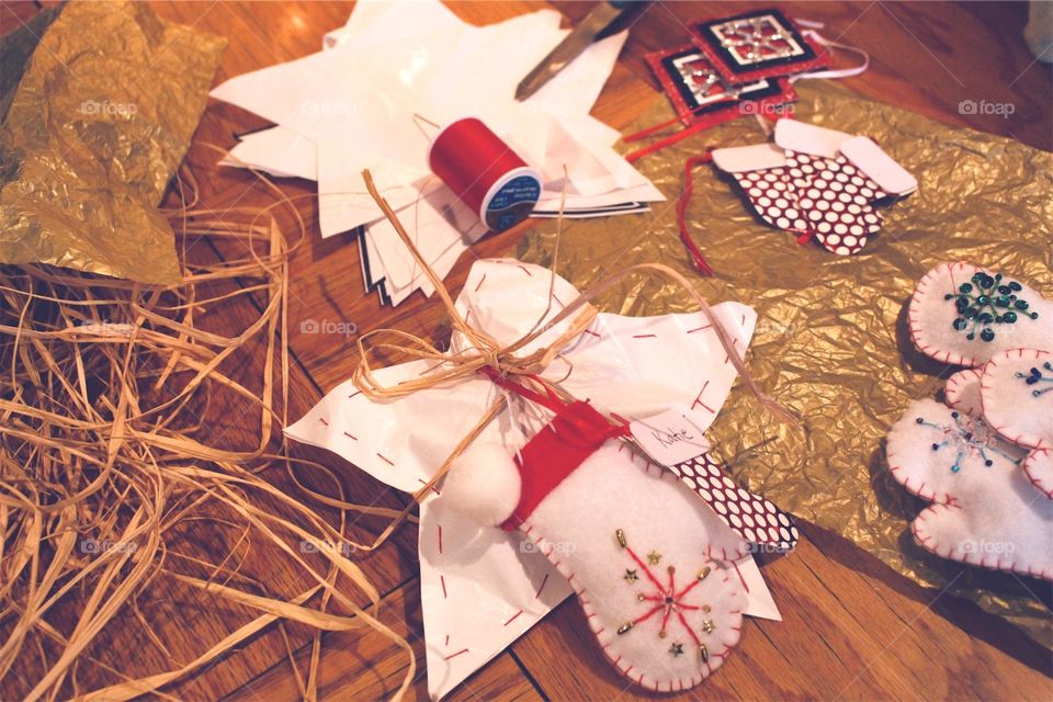 Packing Christmas presents 