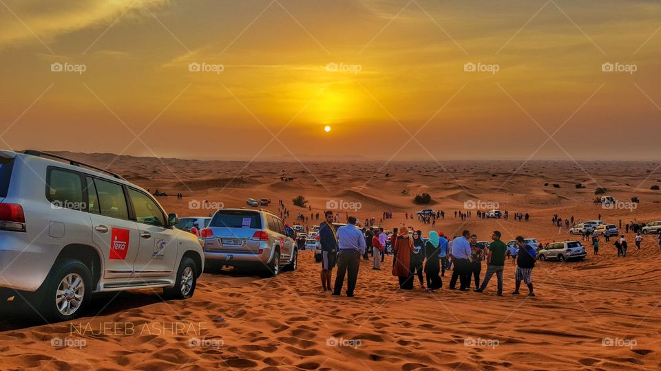 sunset view from dubai desert safari