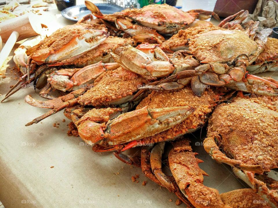 Crabs. A crab feast about to happen.