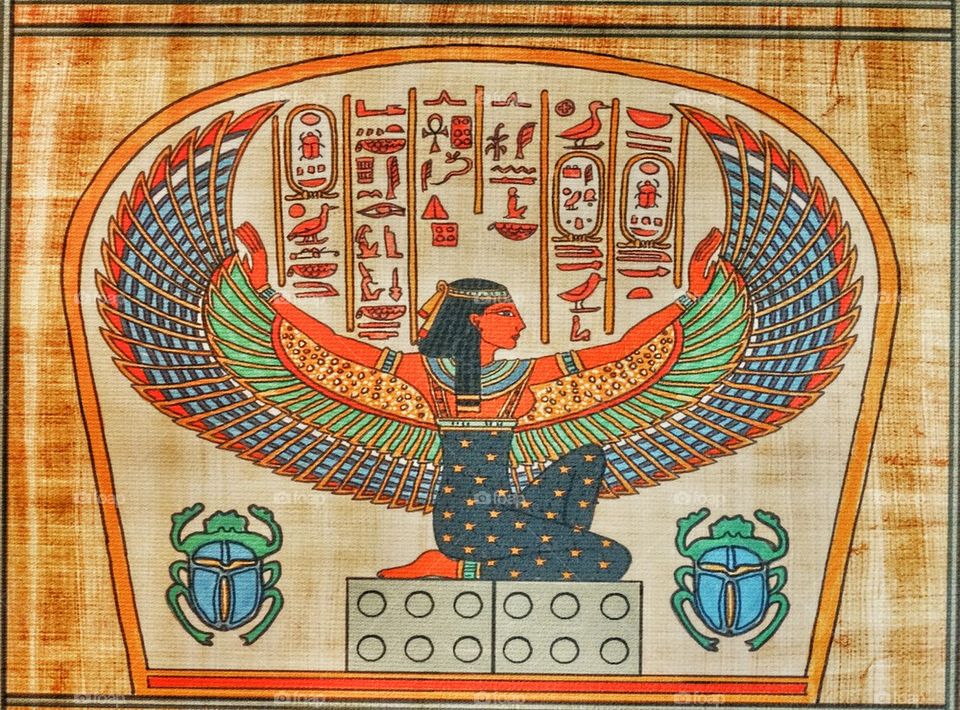 Ancient Egyptian Goddess. Egyptian Papyrus Artwork