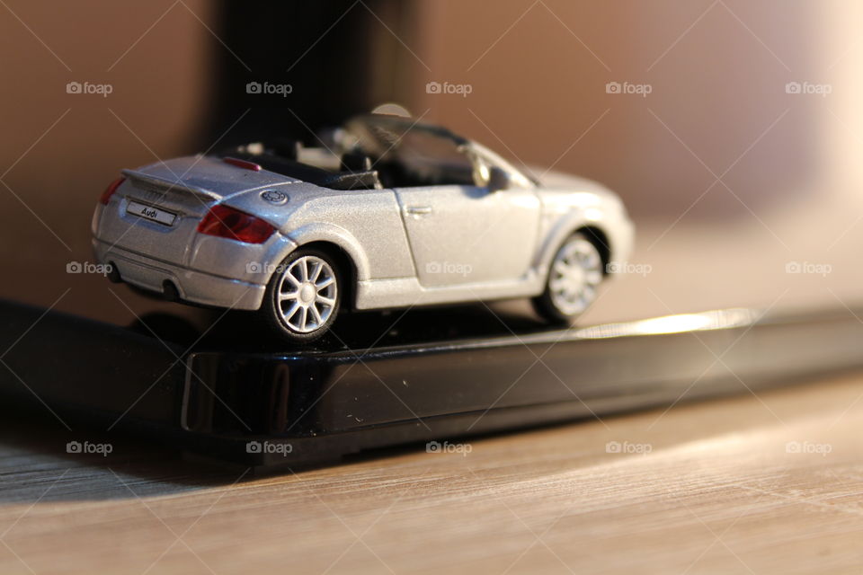 Audi miniature toy car close-up
