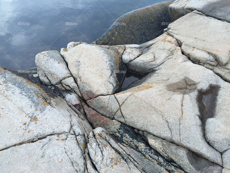 High angle view of rock and water