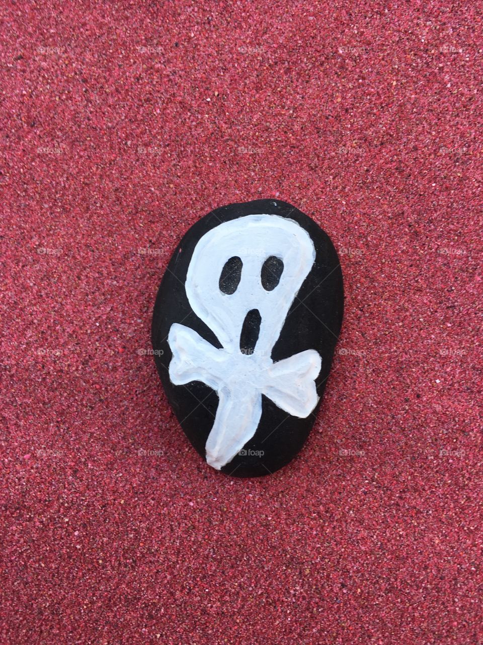 Carved and colored stone for a scary halloween ghost 