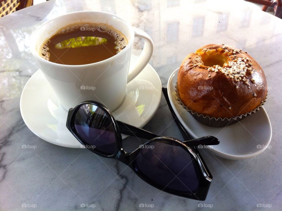 Coffee time outdoors in summer.