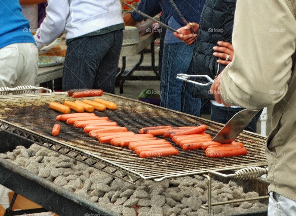 Grilling Hot Dogs Outdoors