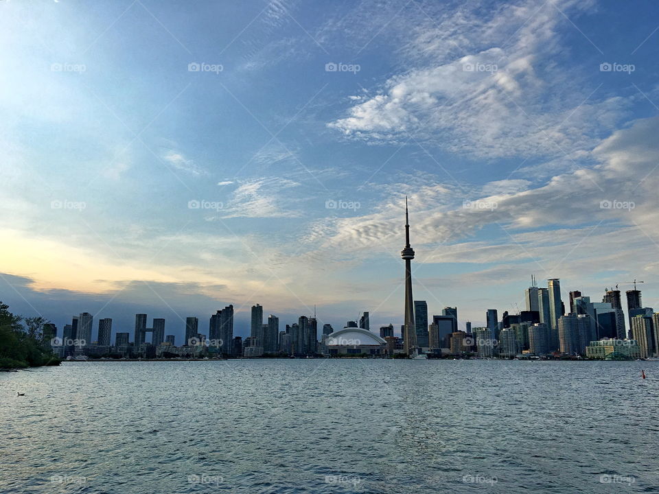 View of Toronto skyline with Ontario lake, Canada