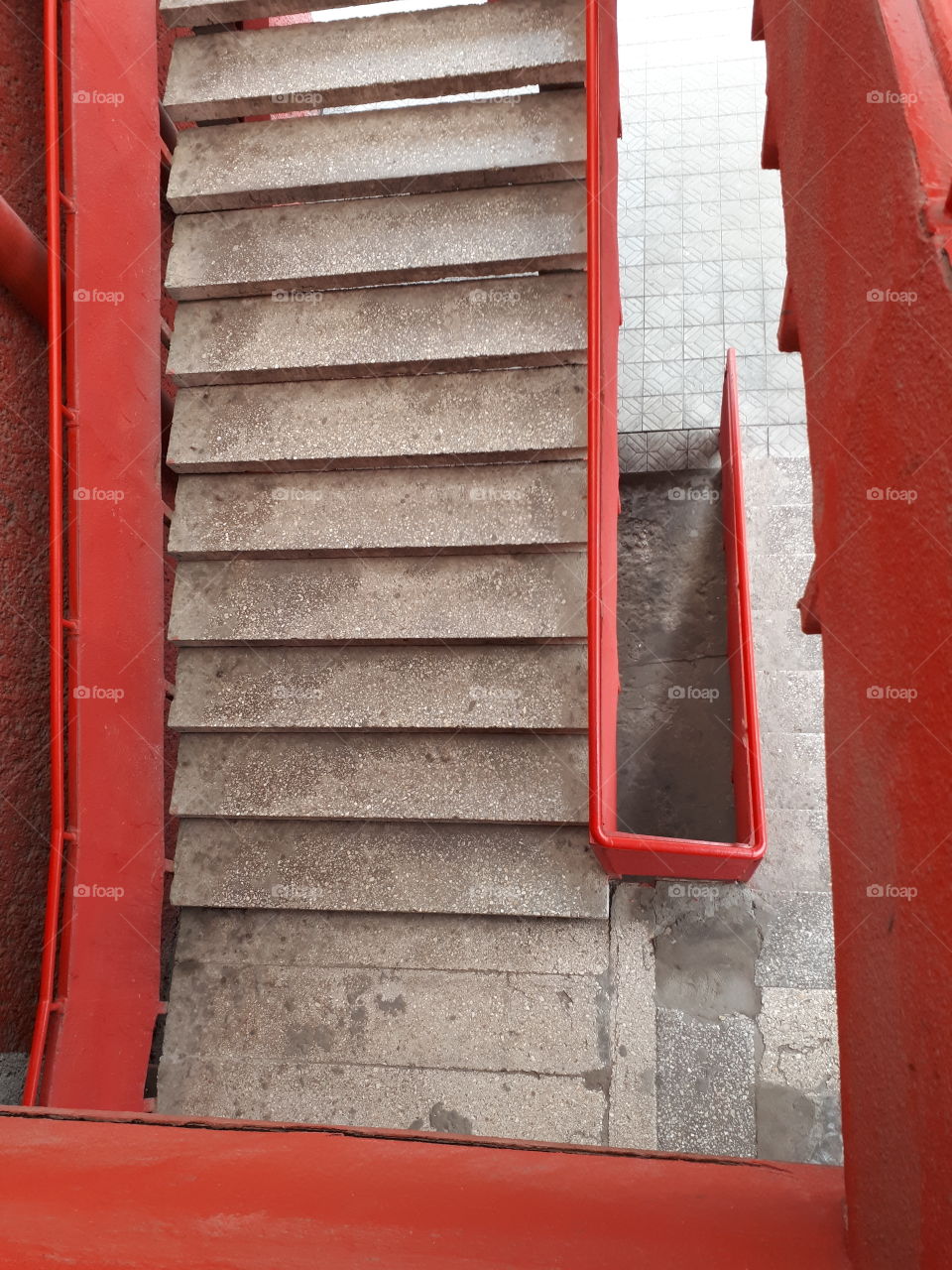 Old stairs with red fence
