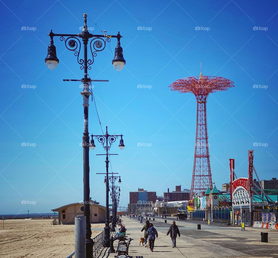 Coney Island boardwalk in early spring