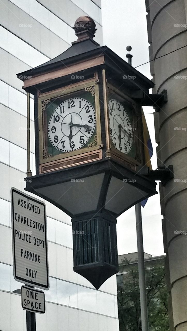 Clock in Downtown. Charleston, West Virginia