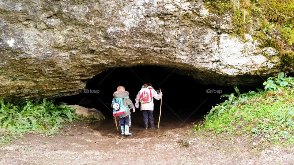 hiking adventure a dark cave