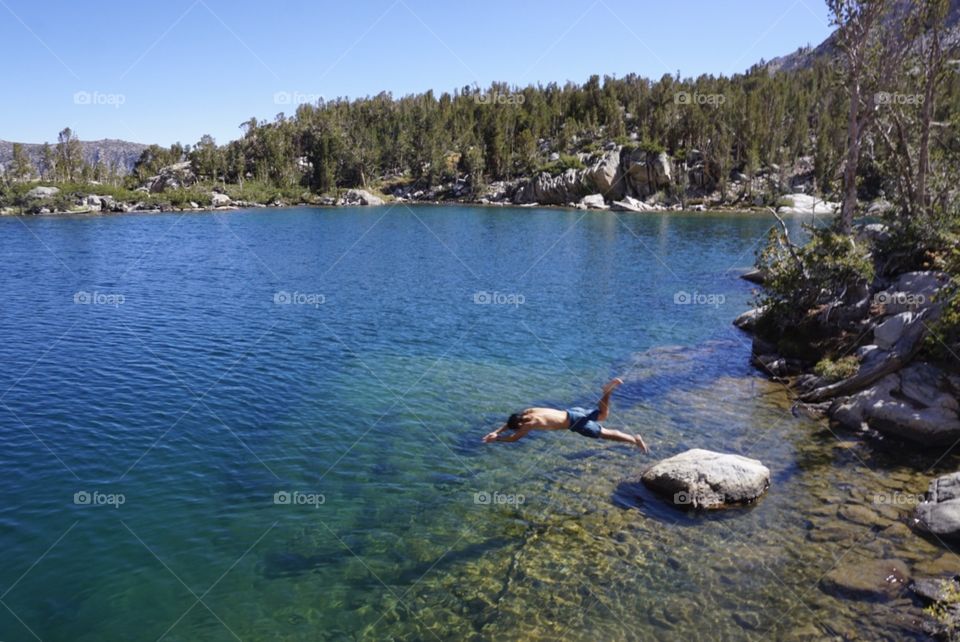 Lake Plunging in the Sierra Nevada Mountains
