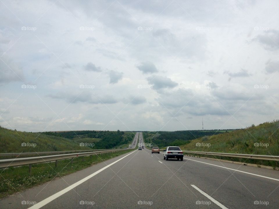 A road of a traveler by car