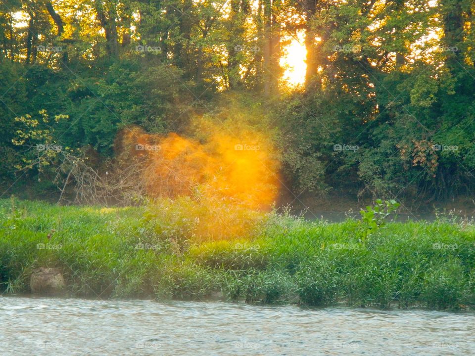 Sunrise fog on the river