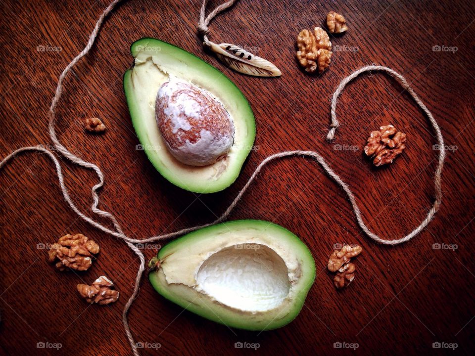 Morning food. Avocado and nuts... 