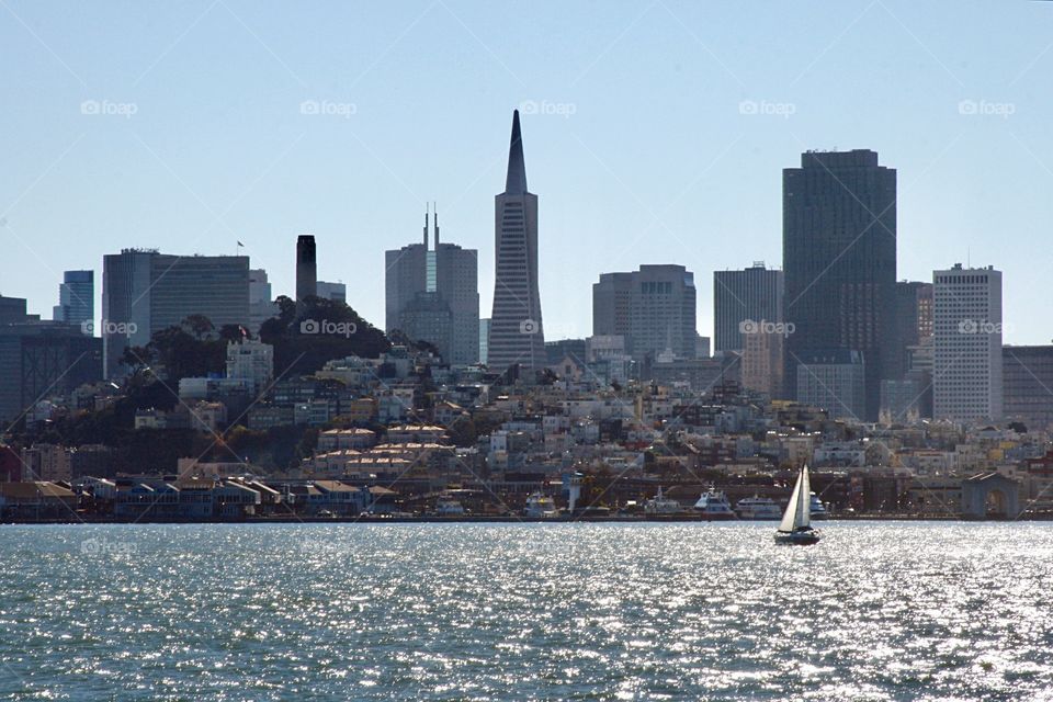 Cityscape with a boat 