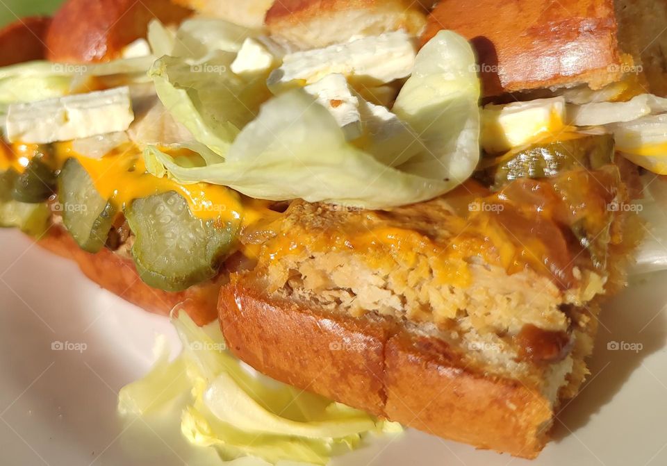 Garlic bread, burger