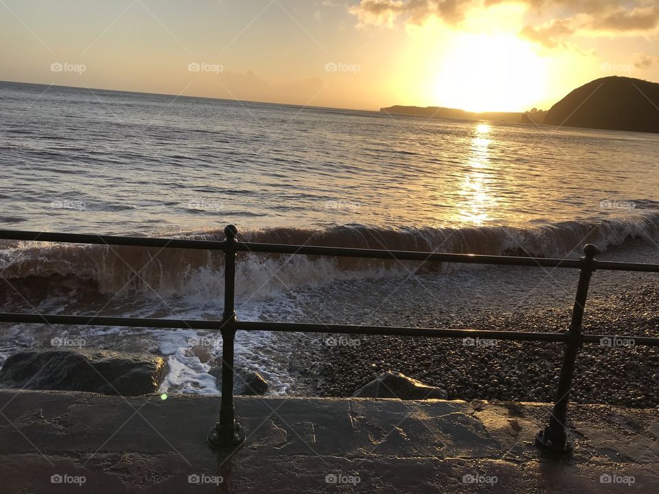 Waves watching on the Devon, UK, coastline.