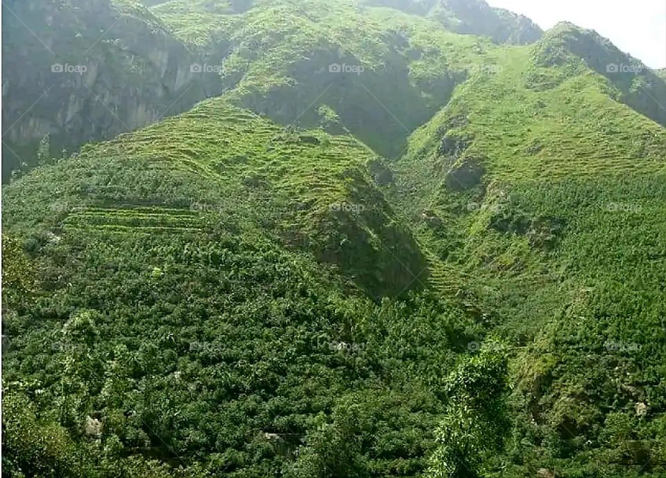 Glory be to God, the magnificent and picturesque view and the natural green trees are a view that is nothing more wonderful than it