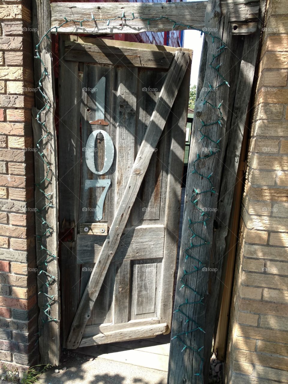 wooden old door with numbers on it