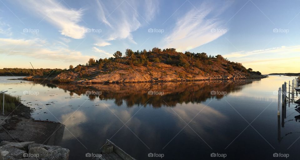 Island reflection in the ocean