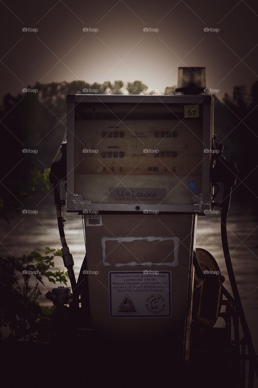 Abandoned Gasoline Pump Alongside A River In Missouri 