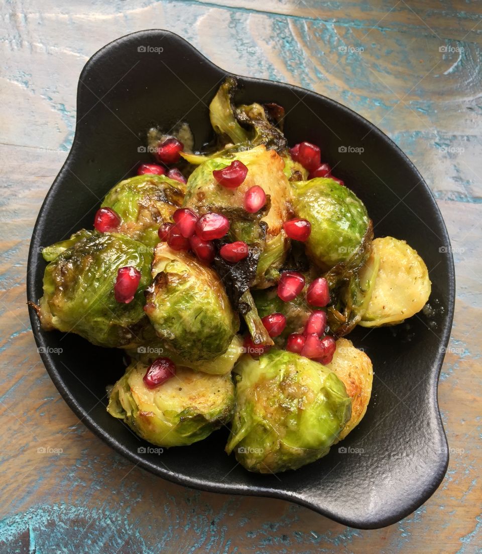 Brussel Sprouts with pomegranate 