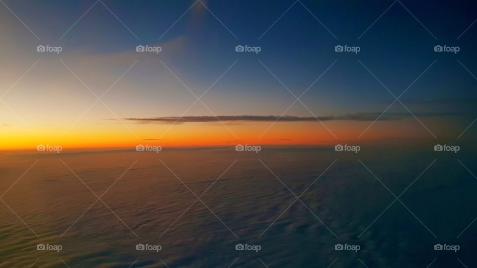 Great sunset from the italian sky, red colors coming from the winter sun