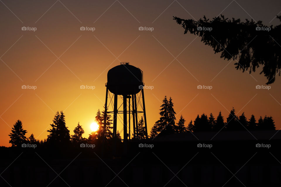 Yelm Watertower at sunset