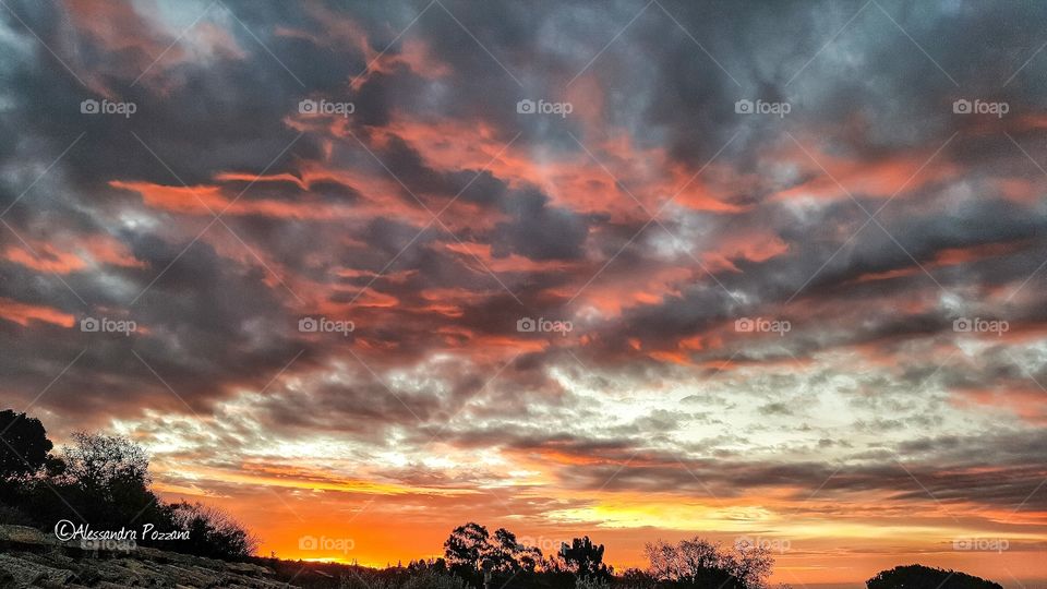 sky red sun morning clouds