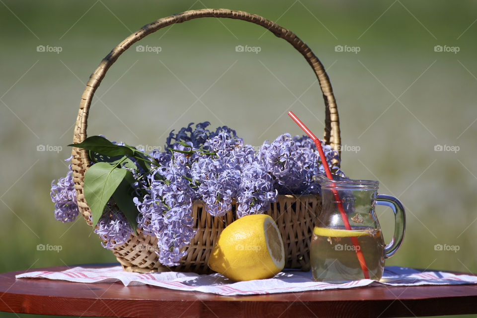 Purple lilac and summer juice