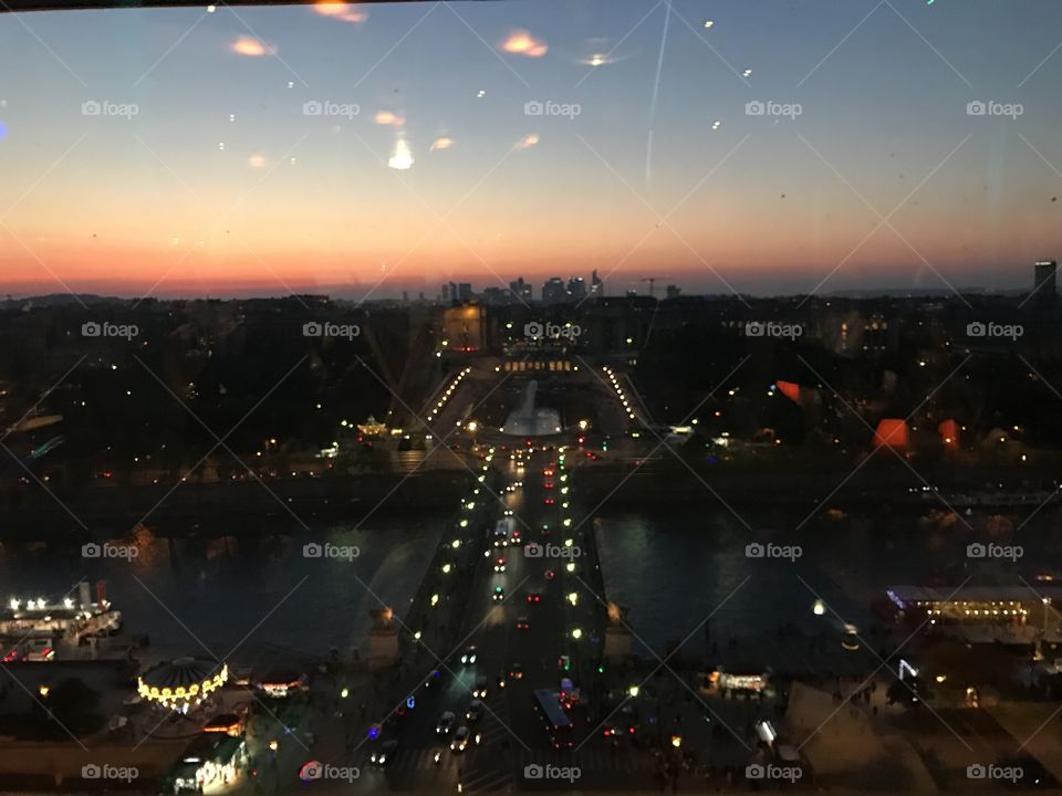 Blue and red Sunset from Eiffel tower