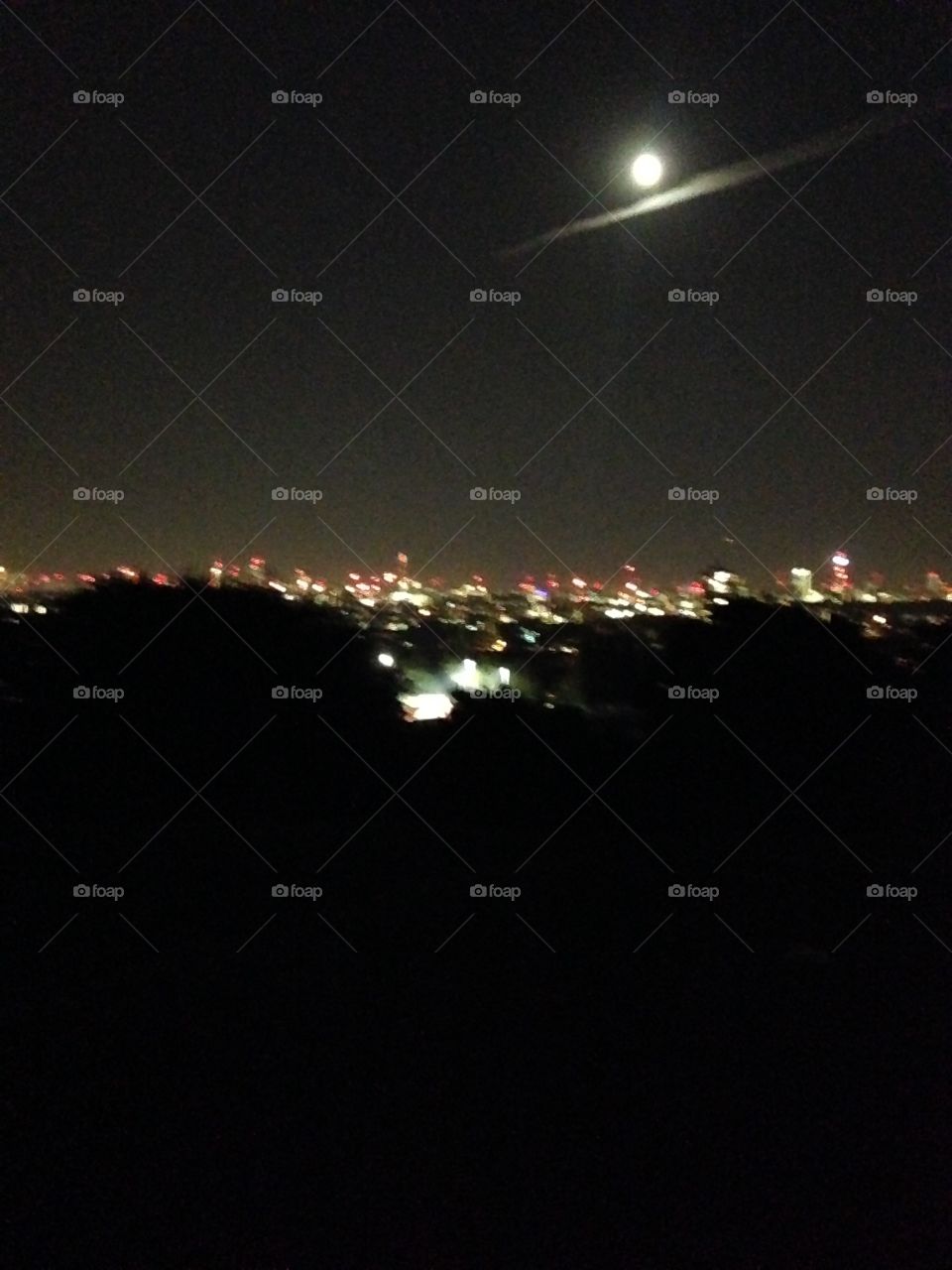 Full moon over London as seen from Parliamnet hill