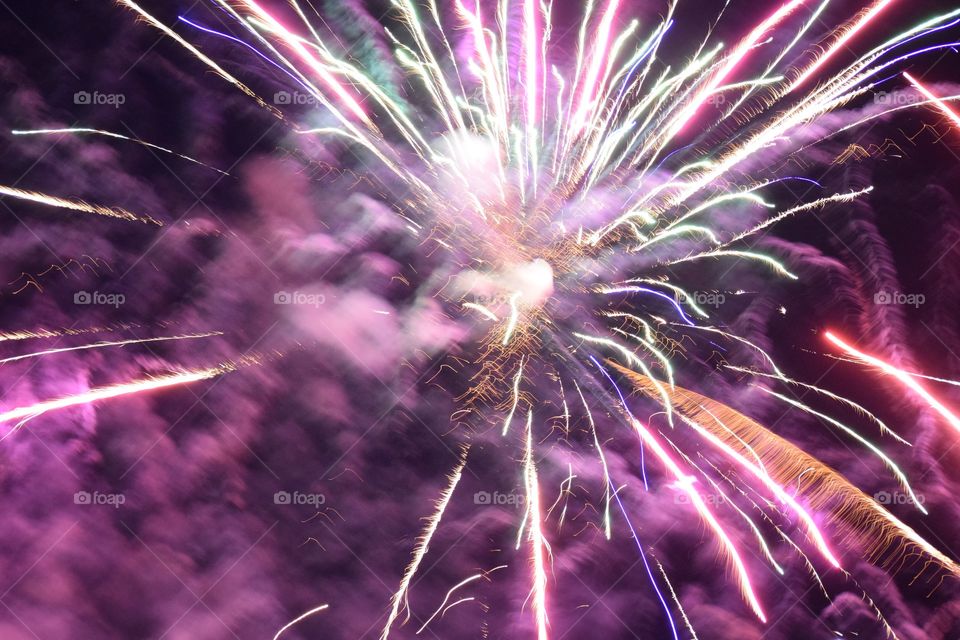 Purple Fireworks in the Sky