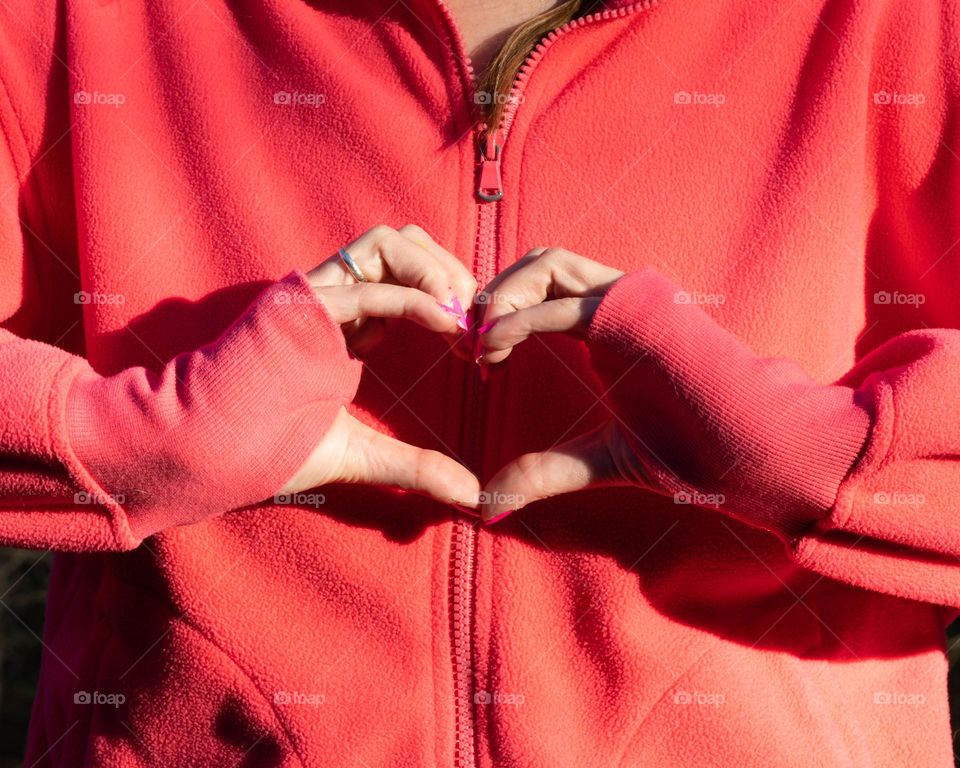 Pink Love; Woman in pink fleece