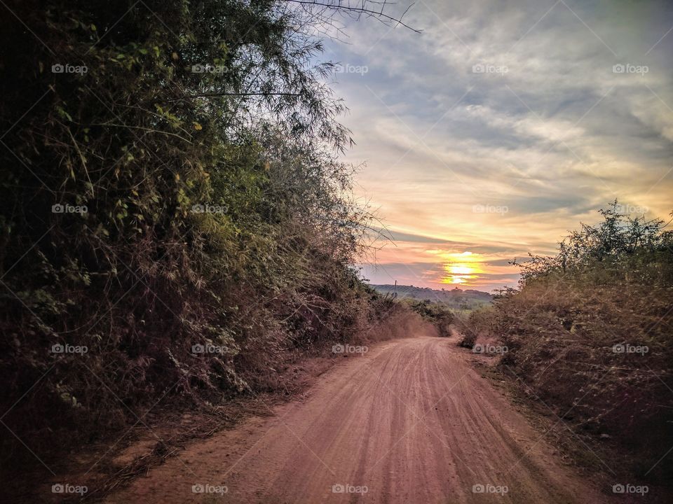 sunset on the road, Cambodia