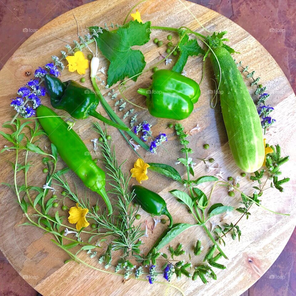 Summertime vegetables, flowers, and herbs!