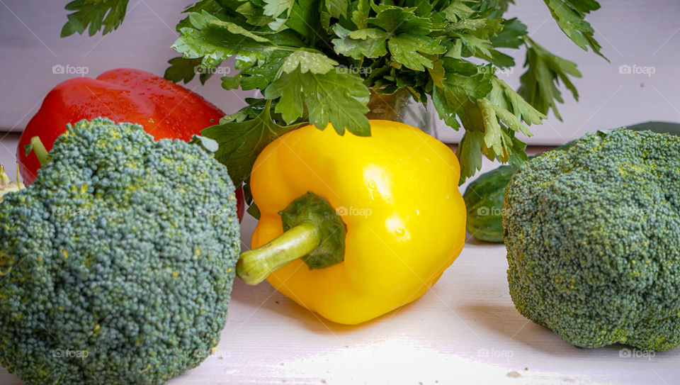 vegetables on a white background