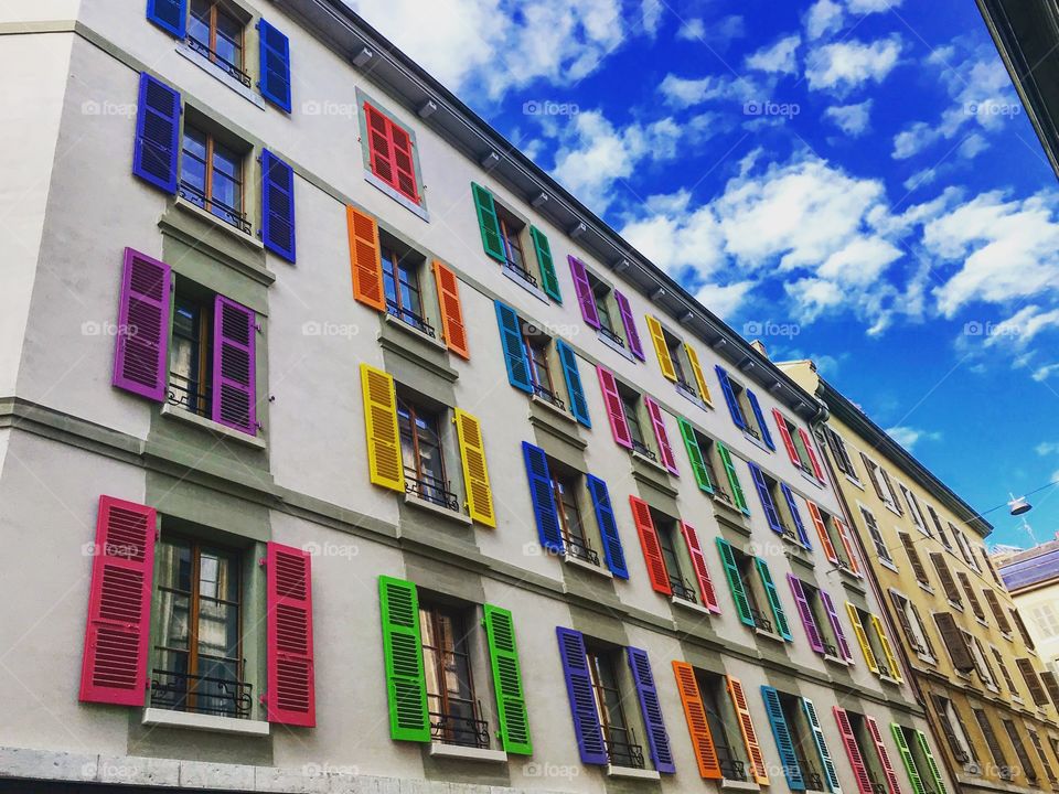Colorful stret in Geneva, Switzerland 