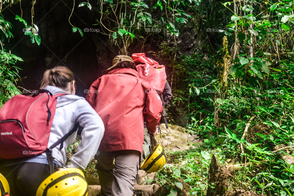 hiking to the cave