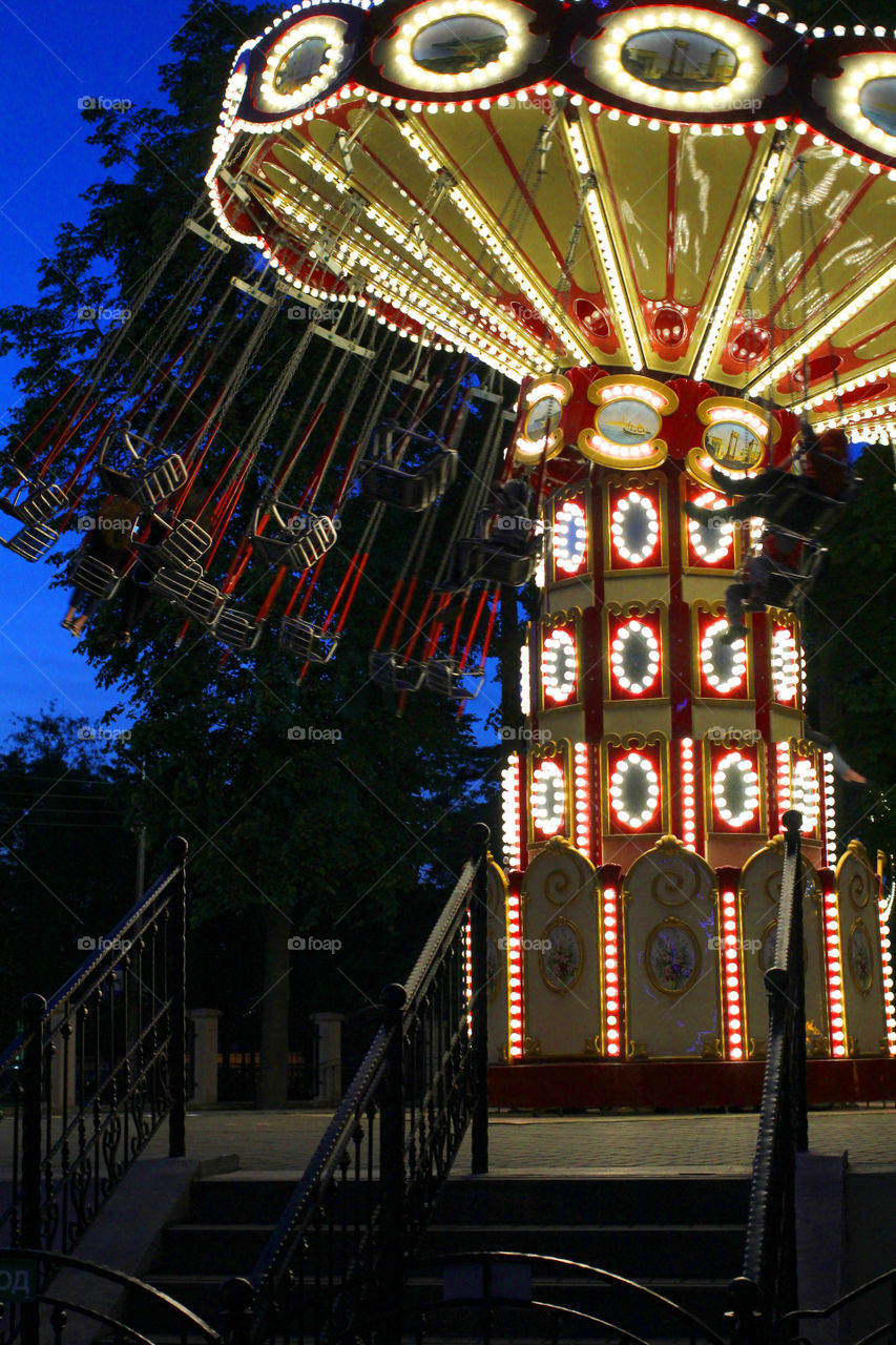 Amusement park, carousel, swing