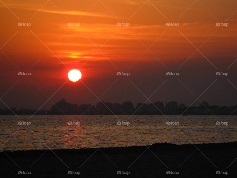 Seascape and sunset in Grau du roi in France