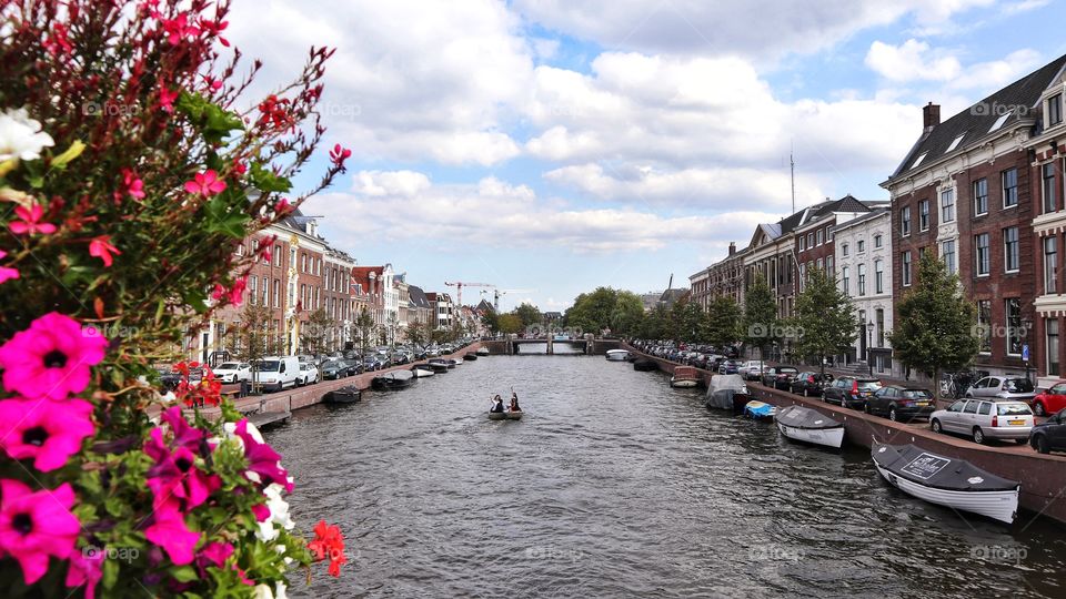 Amsterdam canal on a sunny spring day